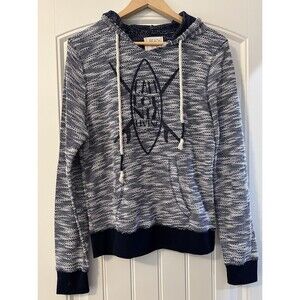 Beach By Exist Knit Hoodie California Living Slim Navy White Lightweight Size L